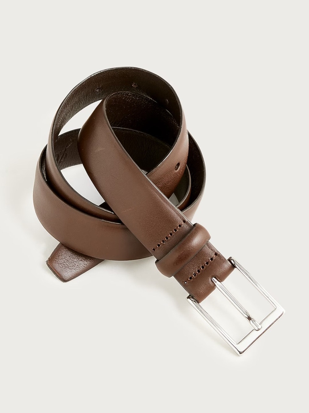 J. CREW Brown Genuine Italian Leather Dress Belt Silver Buckle Mens Sz 36